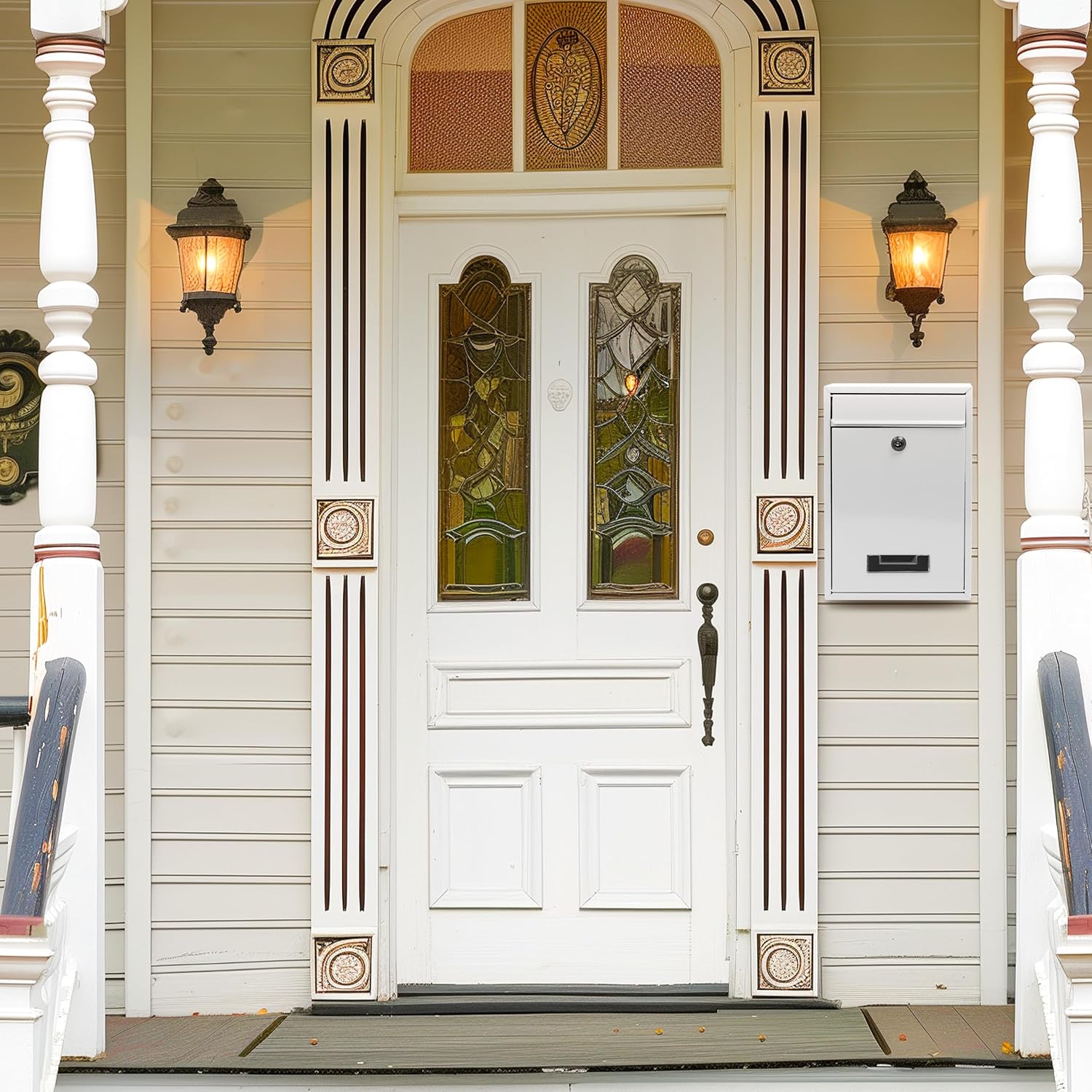 Wall Mount Mailbox, Mail Box with Key Lock, Dropbox with Slot for Envelope, Office Business, Home, Decor, 12.6 X 8.5 X 3.3 Inch (White)