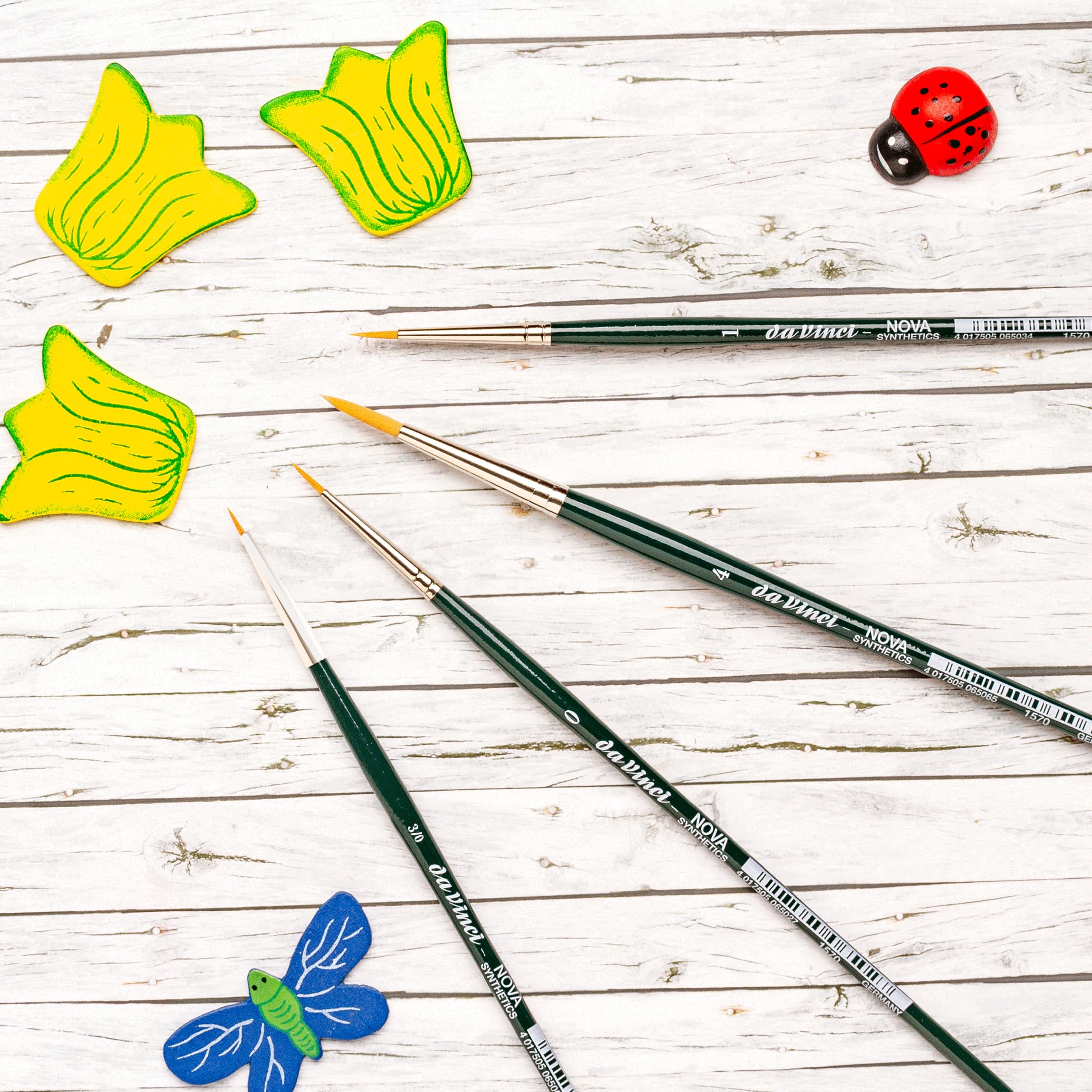 Da Vinci 5575 Series Touch Up Paint Brush Synthetic Fibres Green Set of