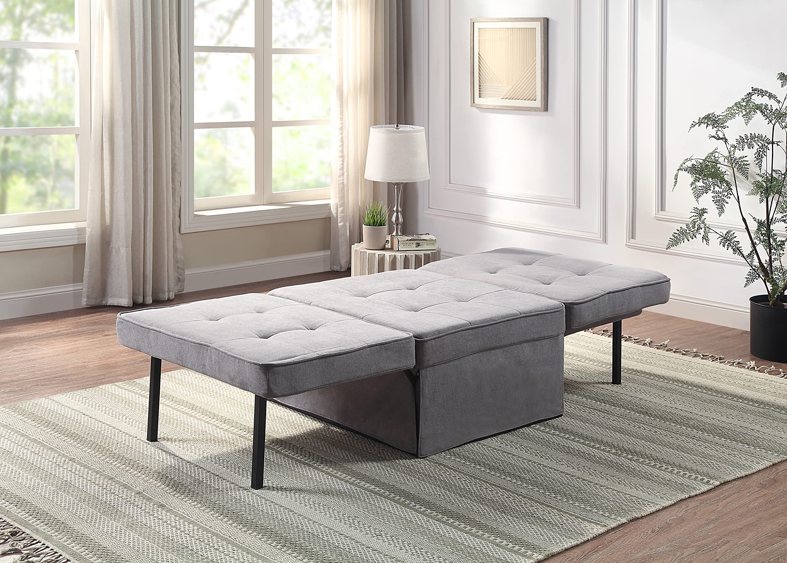 Atlantic Home Collection Sessel, Liege, Hocker Finn, Polyester, Grau, BxTxH: 80cm x 72cm x 43cm
