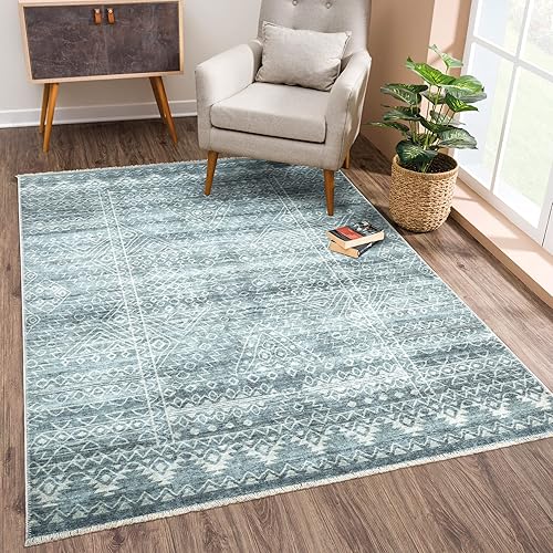 Miniatura 10 de Bloom Rugs Caria - Alfombra lavable antideslizante de 8 x 10 pulgadas, color marfilgris, moderna alfombra abstracta para sala de estar, dormitorio,