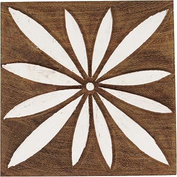 IBA Indianbeautifulart Textile Printing Block Flower Hand Carved Wooden Stamp Wood Block Printing Textile Stamps for Fabric/Pottery Blocks,3 Inch