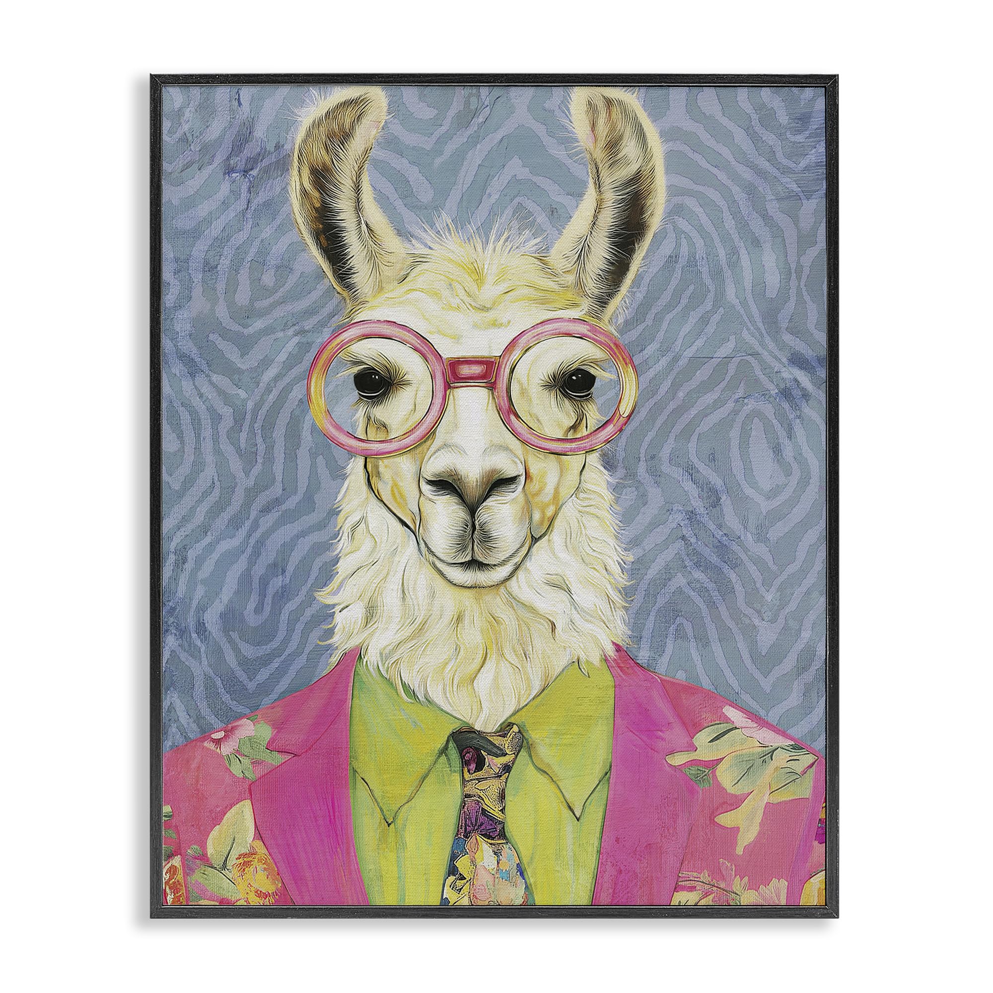 Stupell Industries Colorful Llama Portrait 'Bright Gaze Llama', Framed Giclee Art, Black, 24 X 30 Inches, Easy To Hang And Sturdy, Made In Usa, By Svetlana Aleynikova
