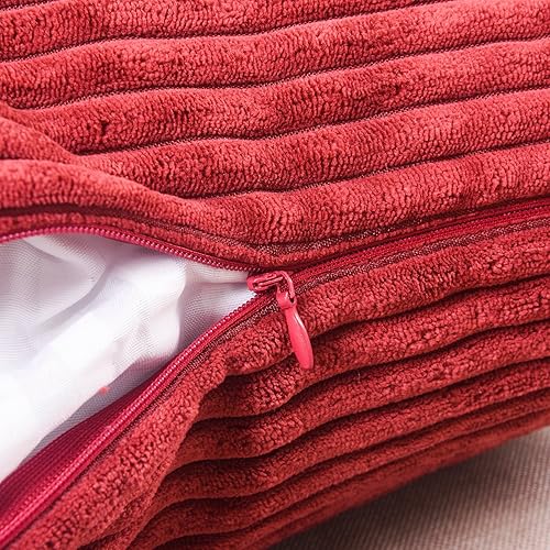 Vista 162 de Home Brilliant - Juego de 2 fundas de almohada de 24 x 24 pulgadas / 61 x 61 cm., de terciopelo de pana a rayas, cojín cuadrado decorativo, funda