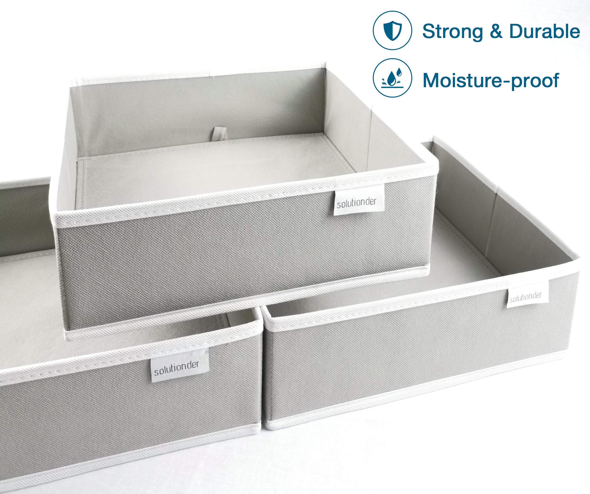 12 pcs Drawer Organiser Divider UK Grey Large Drawer Divider Clothes Drawer Organisers Wardrobe