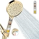 Cobbe Filtered Shower Head with Handheld, High Pressure 6 Spray Mode Showerhead with Filters, Water Softener Filters Beads for Hard Water - Remove Chlorine - Reduces Dry Itchy Skin, Egyptian Gold