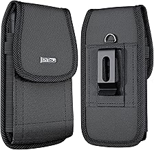 PiTau Belt Holster for iPhone 16 16e 16Pro 15 Pro 14 13 12 11 Xs X XR, Samsung Galaxy S25 S24 S23 S22 S21, Nylon Cell Phone Case with Clip, Pouch Holder Cover, Fits Protective Case, Black