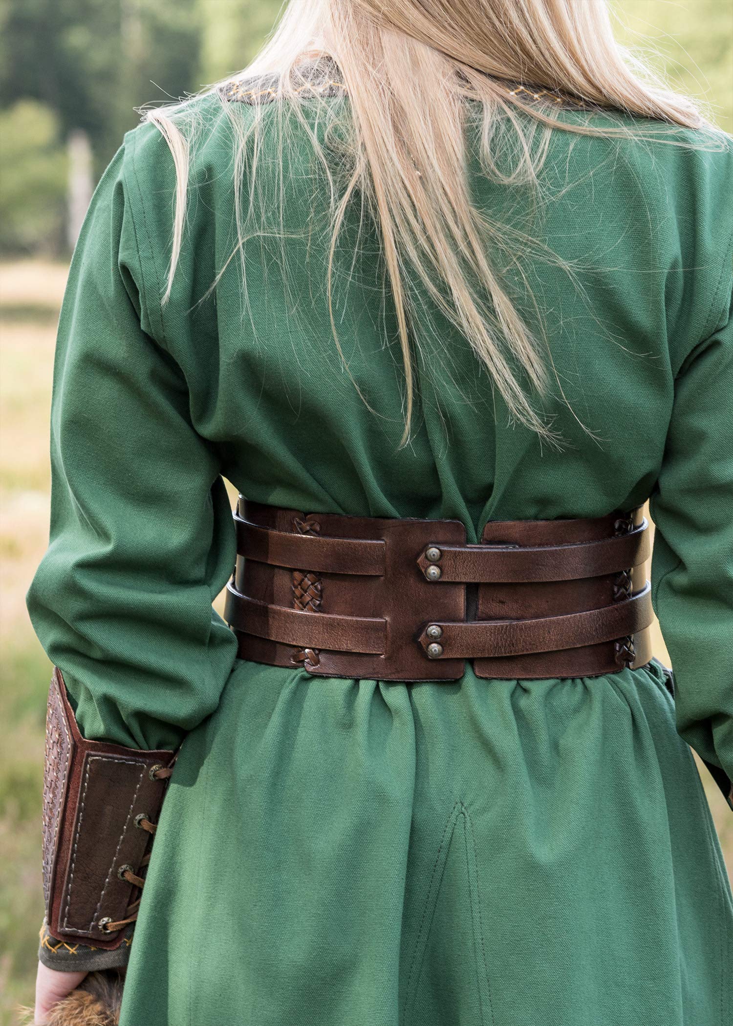 Ulfberth Breiter Ledergürtel, Unisex Doppelgürtel aus Leder | Damen & Herren, Breiter Gürtel, Mittelalter, Wikinger, Langgürtel, LARP, Reenactment, Pirat, Fantasy Cosplay