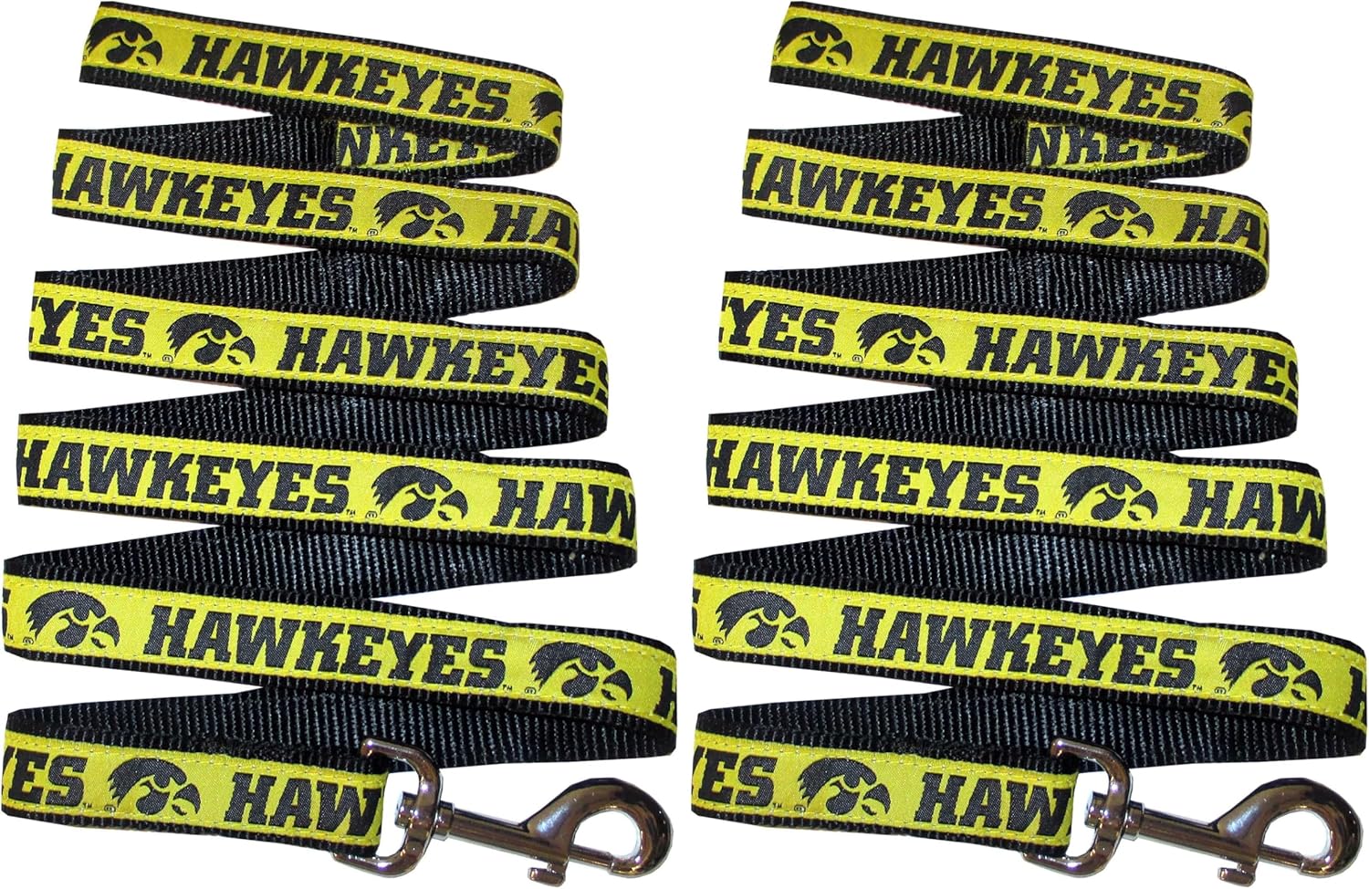 Pets First Collegiate Pet Accessories, Dog Leash, Iowa Hawkeyes, Medium (Pack of 2)