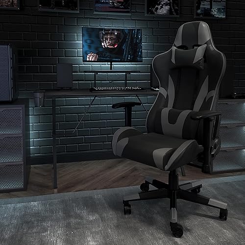 Miniatura 2 de Flash Furniture X30 - Silla ergonómica de videojuegos de carrera para oficina con respaldo completamente reclinable, reposapiés deslizante, en