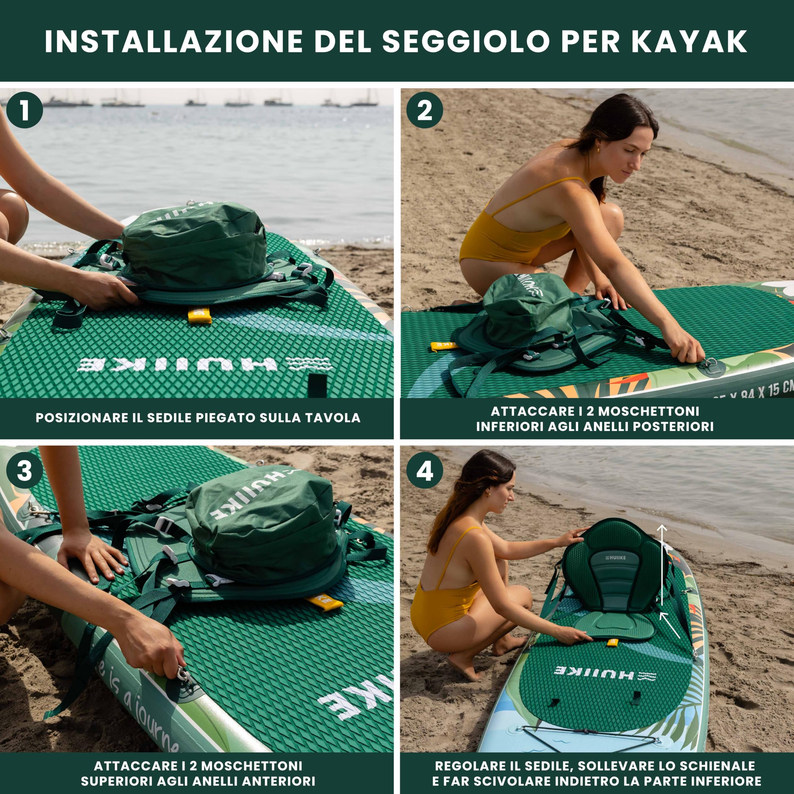 HUIIKE SUP Seat with 4 Adjustable Straps Inflatable SUP Seat with Back Pocket | Kayak Seat, Inflatable Table Seat | Fishing Chair | Accessories Stand Up Paddle, Kayak, Canoe - 4