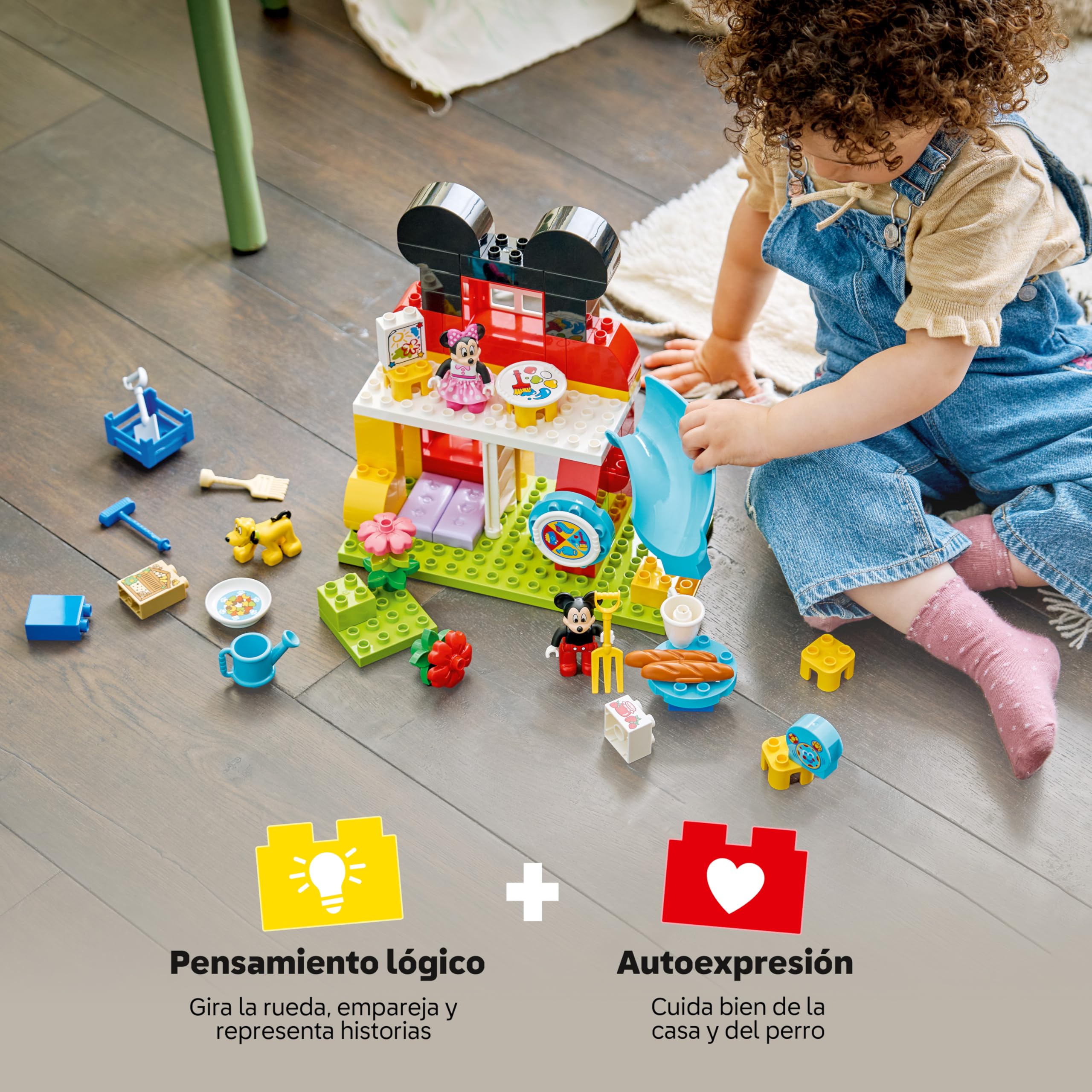 LEGO Duplo Disney Casa de Mickey Mouse con Minnie y Pluto de Juguete - Juego Educativo para la Motricidad Fina - 3 Figuras y Toodles - Regalo para Niños y Niñas de 2+ Años - 10465