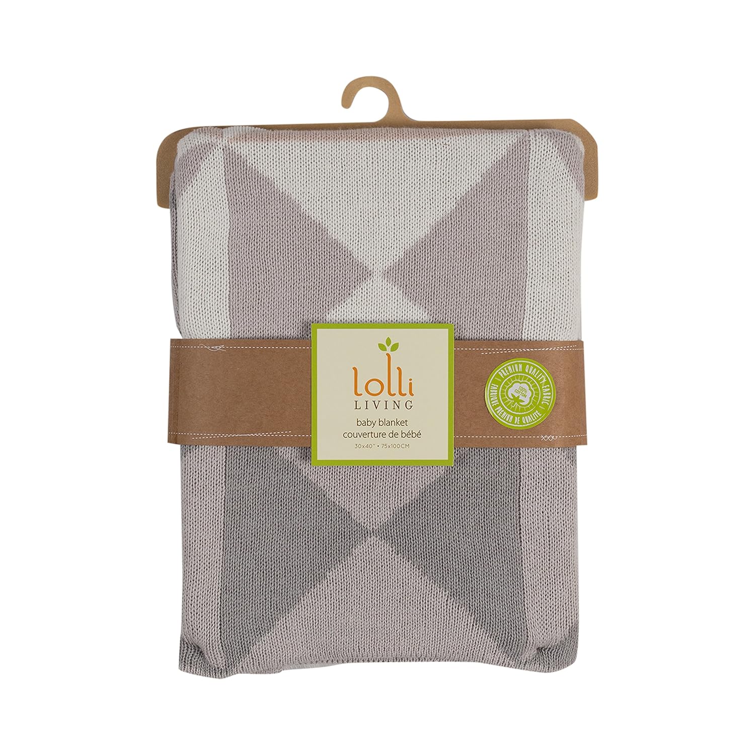 Lolli Living Cotton Knitted Blanket – Salt – Ultra Soft 100% Cotton Knit Receiving Or Swaddle Blanket, Graphic Print, Lightweight and Breathable