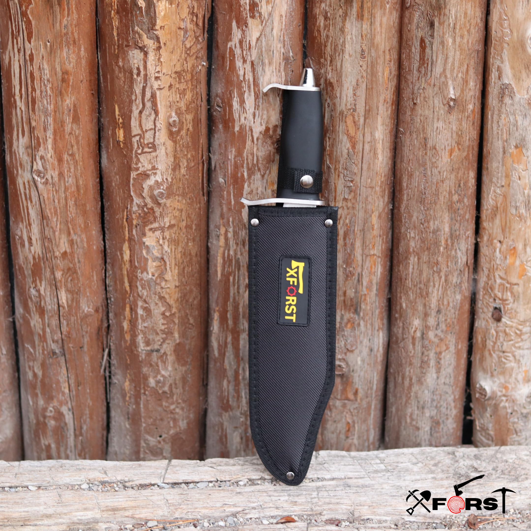 Xforst Rambo Machete - Hochwertiges Outdoor Survival Messer 38 cm Gesamtlänge, Kunststoffgriff und Aufbewahrungsscheide aus Oxford-Stoff