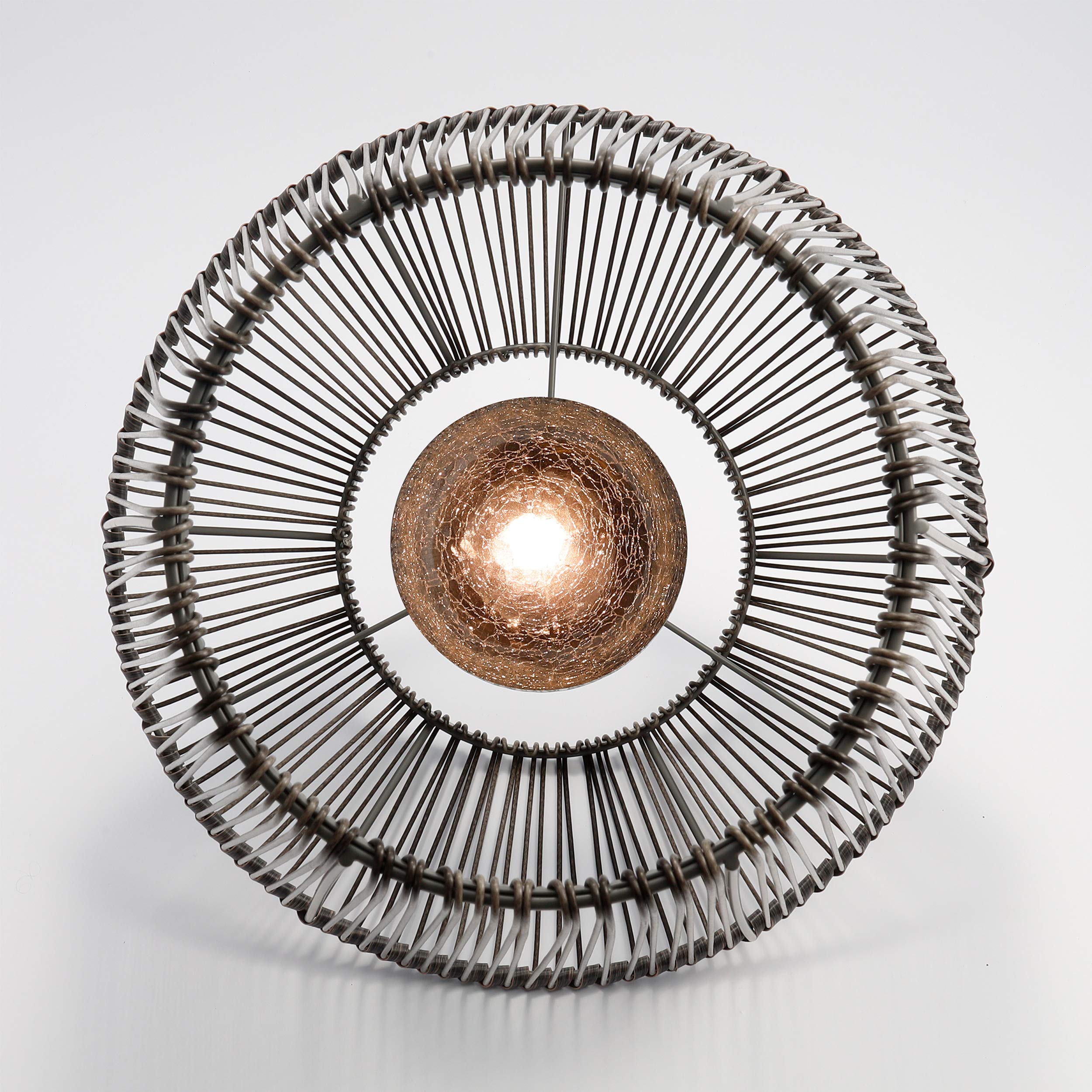 Esotec 2er Set Solar Windlichter Ilona, Crackle Ball Bruchglas Leuchtkugel, Dekoleuchte, Polyrattan Solarlampen, Metall, IP44, wetterfest, aussen, schwarz, 102209