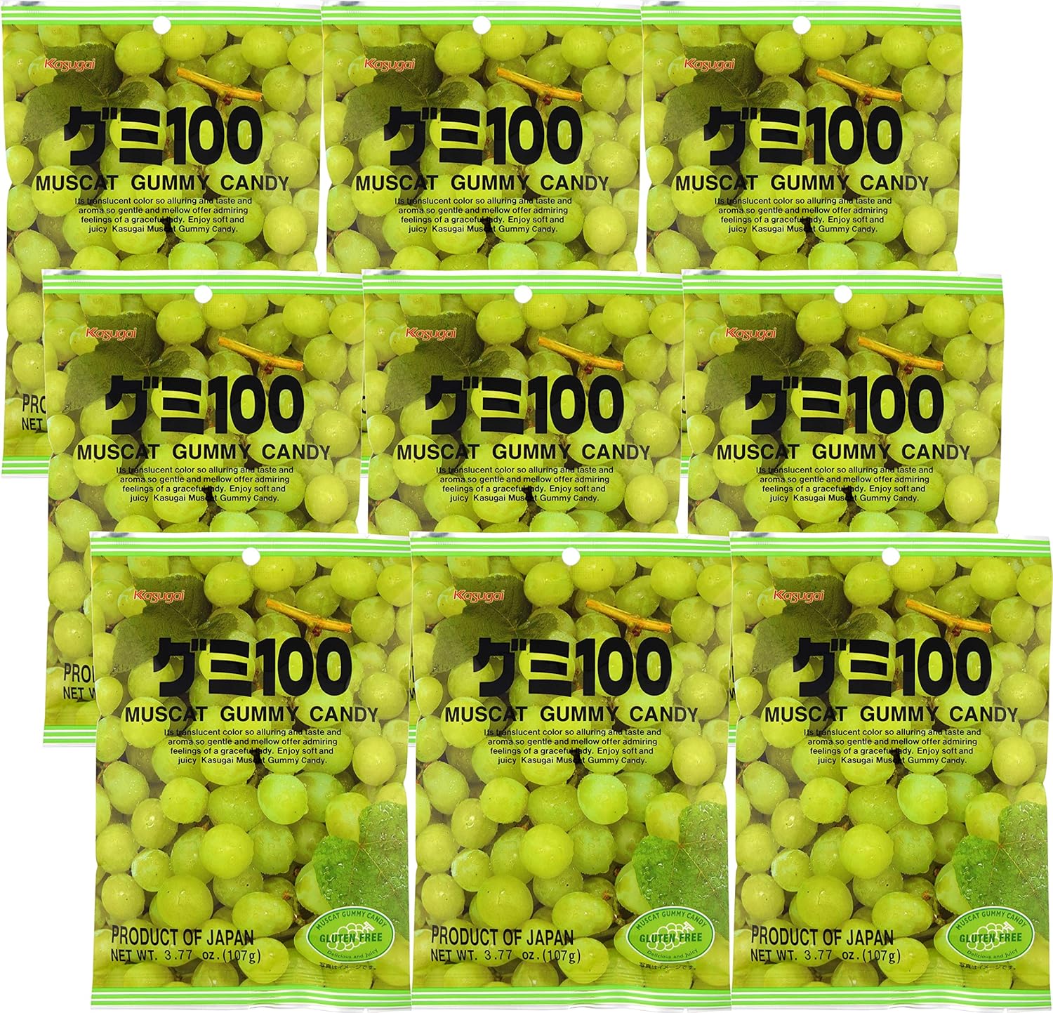 Kasugai Muscat Gummy Candy 3.77oz (9 Pack)