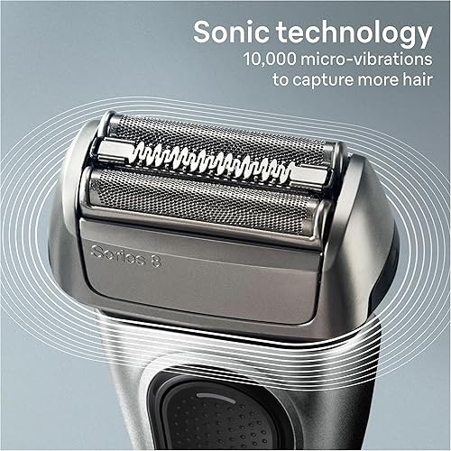 Miniatura 4 de Braun Maquinilla de afeitar eléctrica serie 8 para hombres, con elementos de afeitado 4+1 y recortadora de cabello largo de precisión, cerca y suave