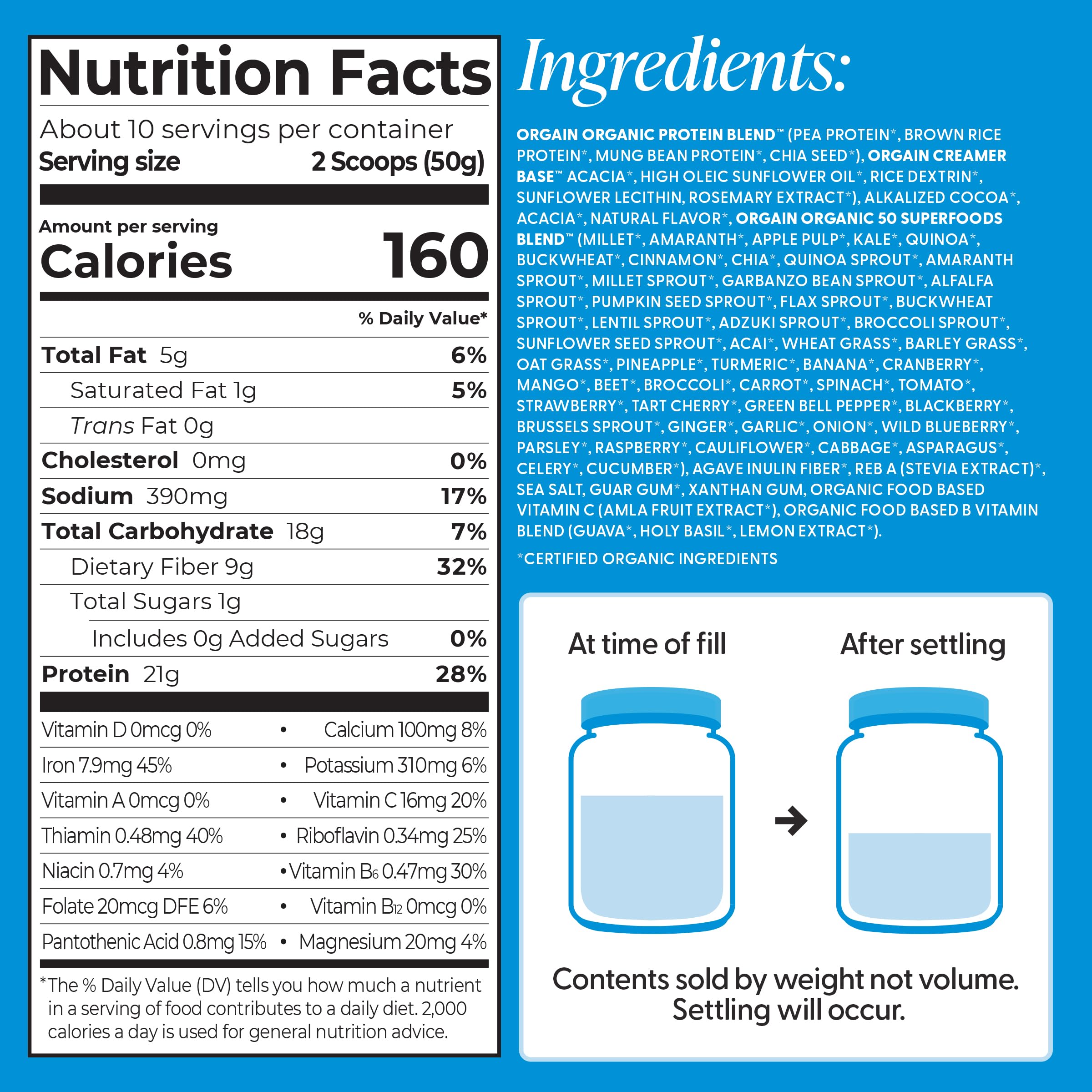 Orgain Organic Vegan 21g Protein + Superfoods Powder, Chocolate, 1.12lb — Amazon image 2
