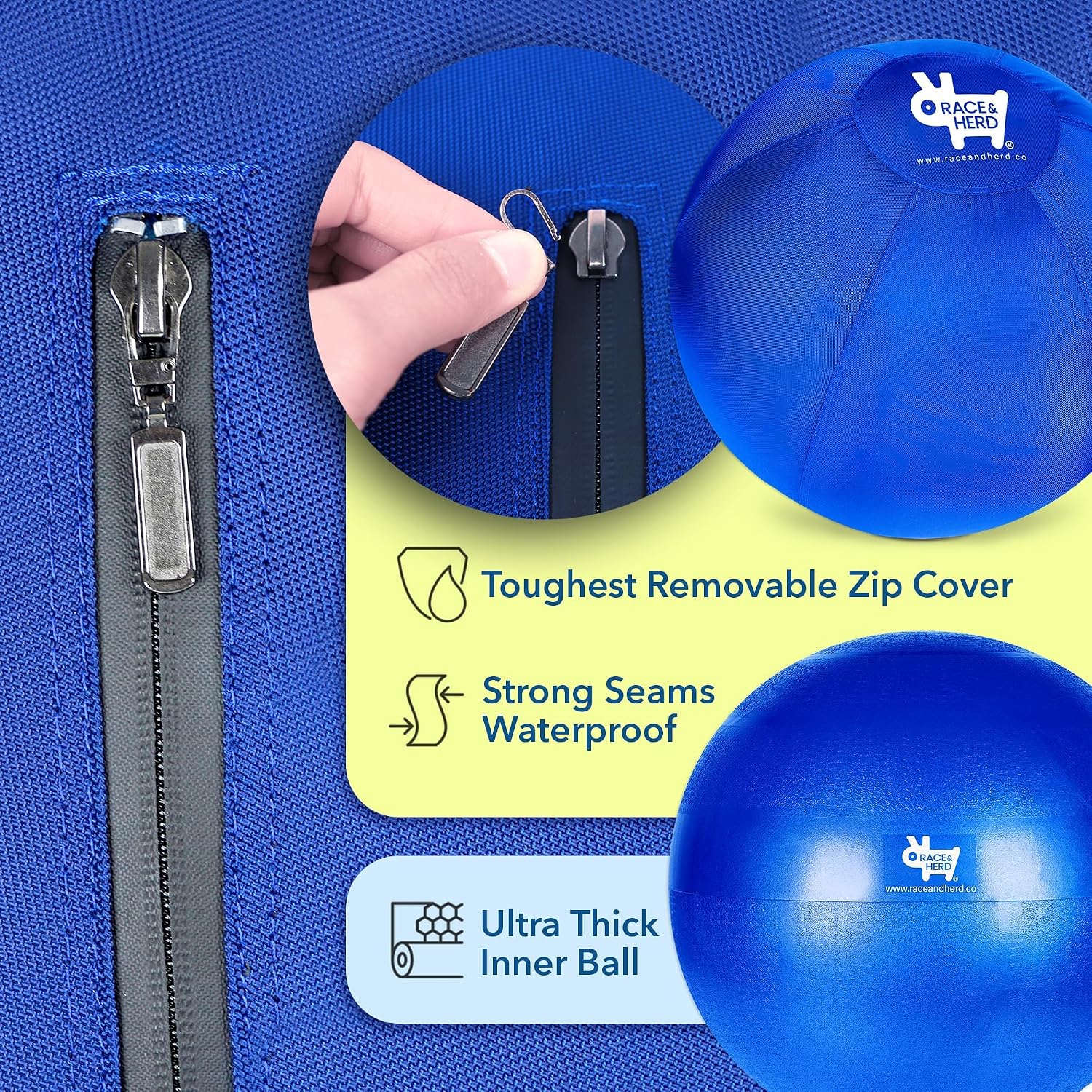 Race&Herd 22" Cover for Herding Ball for Dogs — Medium Sleeve Only (Ocean) | Washable Outer Layer Shell for Herd Balls, Australian Shepherd & Border Collie Toys, Zips Over Your Liner
