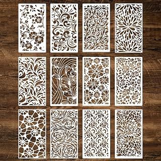 12 Stk. Blumenstruktur-Schablonen, Wiederverwendbare Zeichenvorlagen für Malerei, DIY Kunst, Scrapbooking, Karten und Wanddekoration