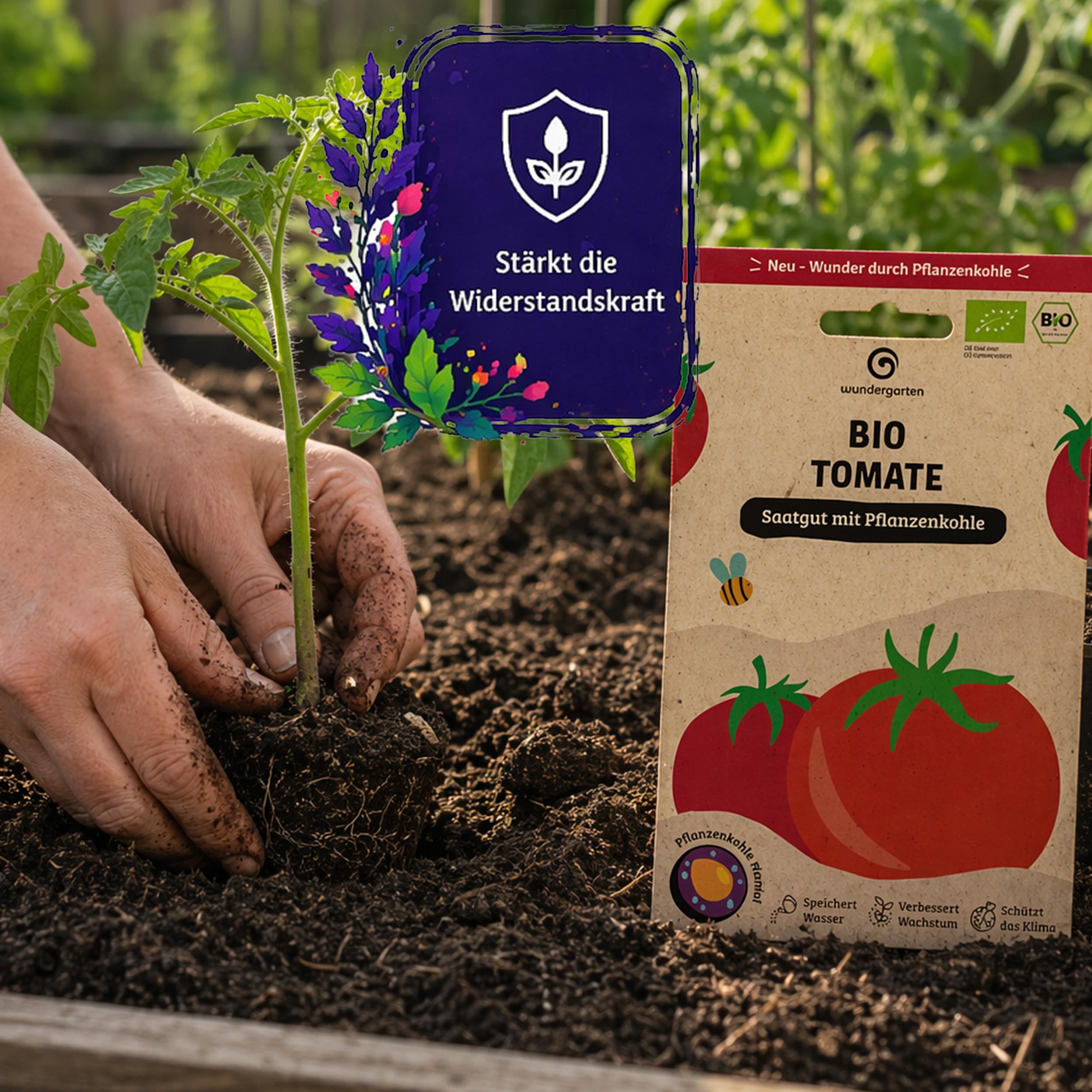 20x Bio Tomaten Saatgut Moneymaker – Wundergarten – Mit Pflanzenkohle-Mantel – Hohe Keimrate & aromatische Tomaten – Gemüsesamen für Garten, Gewächshaus & Balkon