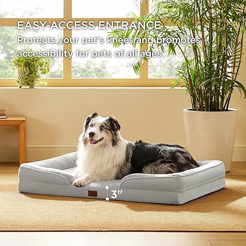 Vista 221 de Bedsure - Cama ortopédica mediana para perros, sofá cama impermeable para perros medianos, espuma de soporte con funda extraíble y lavable, forro