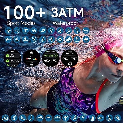 Miniatura 3 de KPEP GPS Running Watches for Men Women, 1.43'' AMOLED2 Straps3ATM Waterproof Sports Watch, Compass, Barometer, Altimeter, 247 StressSpO2Heart Rate