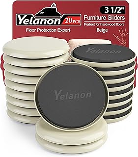 Yelanon Furniture Sliders, 20pcs-3 1/2” Furniture Sliders for Carpet, Furniture Pads Hardwoods Floors, Heavy Duty Furniture Movers Sliders, Reusable Moving Pads, Floor Protectors for Carpet