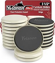 Yelanon Furniture Sliders for Carpet - 20 PCS Heavy Duty Moving Pads 3 1/2" - Sliders for Furniture on Carpet, Reusable Furniture Moving Sliders for Easy Glide