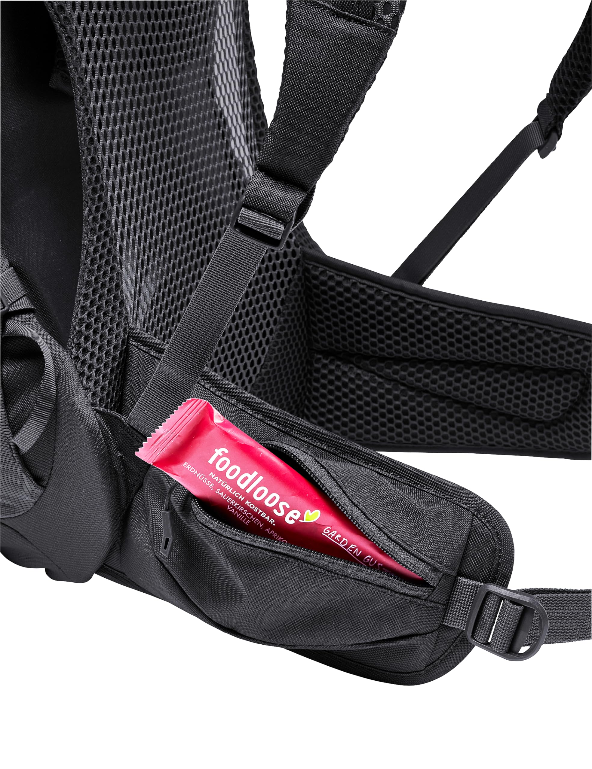 VAUDE Wanderrucksack Brenta 30 Liter, Damen & Herren, wasserabweisender Rucksack, komfortabler Trekkingrucksack mit integrierter Regenhülle, praktische Fächeraufteilung, black