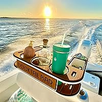 Vista 6 de Docktail Butler - Organizador de mesa para barco, incluye soporte para caña, mesa portátil para barco y barra de barco, mesas marinas para barcos