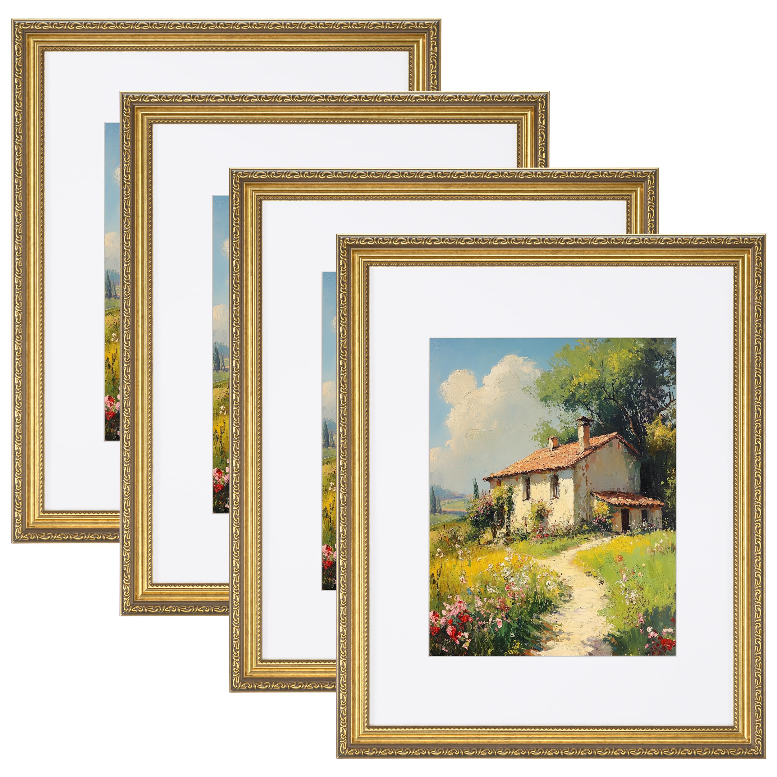 eletecpro 16x20 Picture Frames Set of 4 with Ornate Vintage Gold Finish