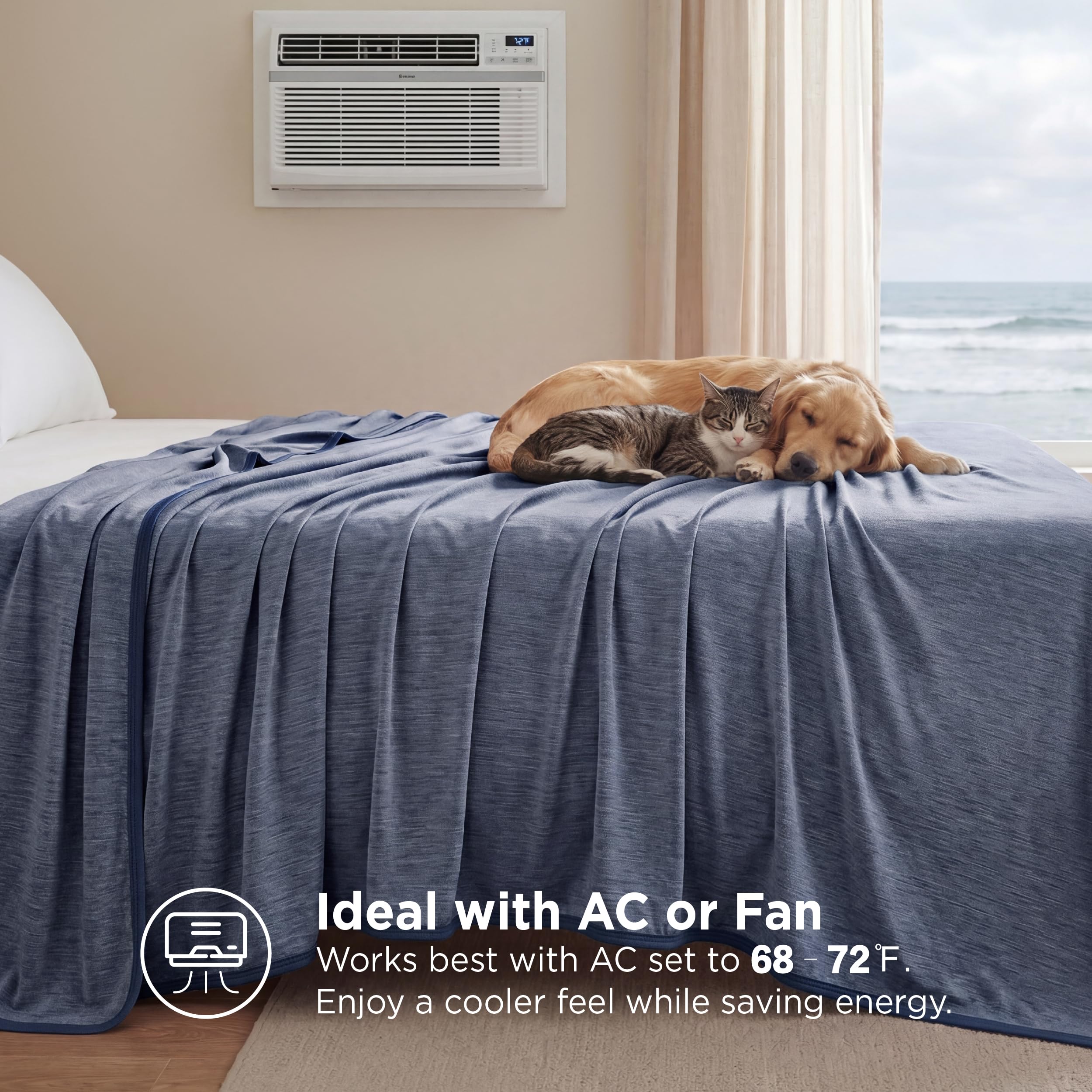 Amazon.com: Bedsure Navy Blue Cooling Blanket King Size for Hot
