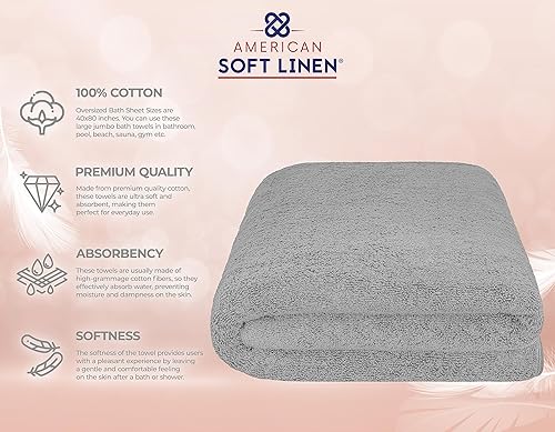 Miniatura 206 de American Soft Linen - Juego de 4 toallas de baño, 100% de algodón turco de 27 x 54 pulgadas, toallas de baño extragrandes, toallas para ducha