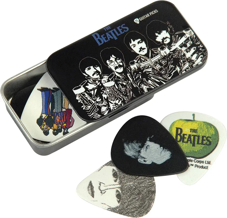 Palheta para guitarra D'Addario Accessories Beatles, colecionáveis com lata, pacote com 15, Sgt. Pepper