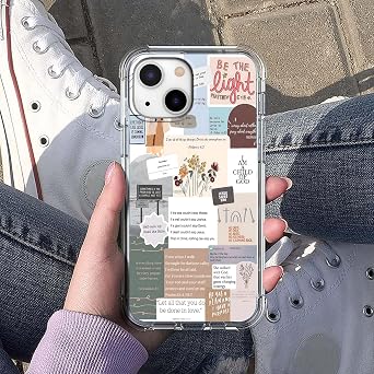 Case for iPhone 13 with Christian Design,Christ Jesus Quotes Verse Collage Pattern,Trendy Soft TPU Bumper Phone Cover(13,Bible)