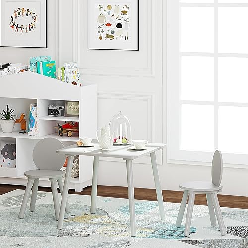 Miniatura 1 de UTEX Juego de mesa para niños con 2 sillas para niños pequeños, niños, niñas, juego de mesa y sillas para niños, color gris