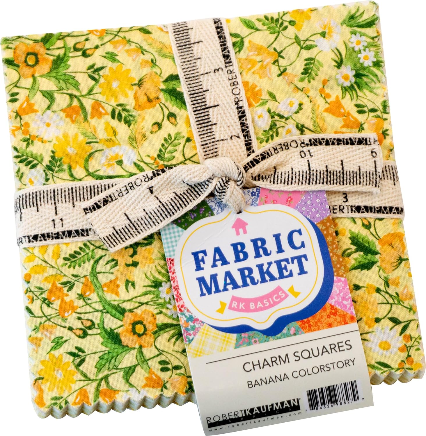 Flowerhouse Fabric Market Banana 42 5-inch Squares Charm Pack Robert Kaufman CHS-1423-42