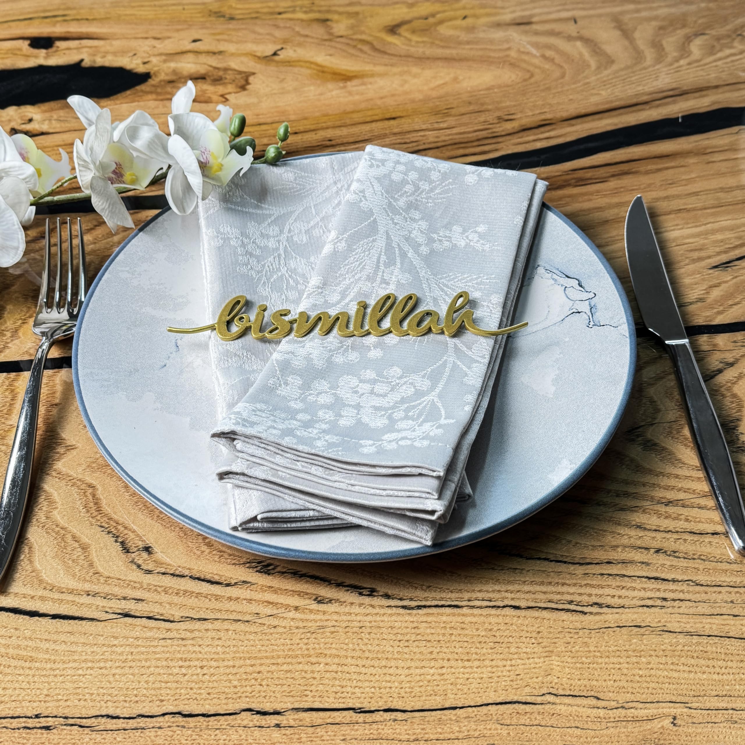 12 piezas de placa de metal Bismillah, adorno de Ramadán, decoración islámica del hogar para decoración de pared de cocina Ifthar Ramadán | latín - dorado