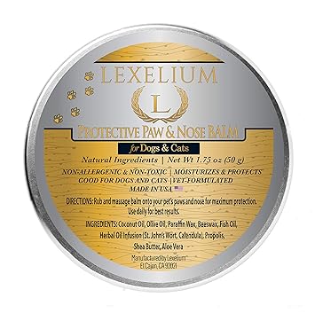 Lexelium All Natural Paw Balm & Protection Wax for Dogs and Cats | No Toxic Ingredients | Medium Firmness | No Mess | Protects from Heat and Cold | 2 Oz