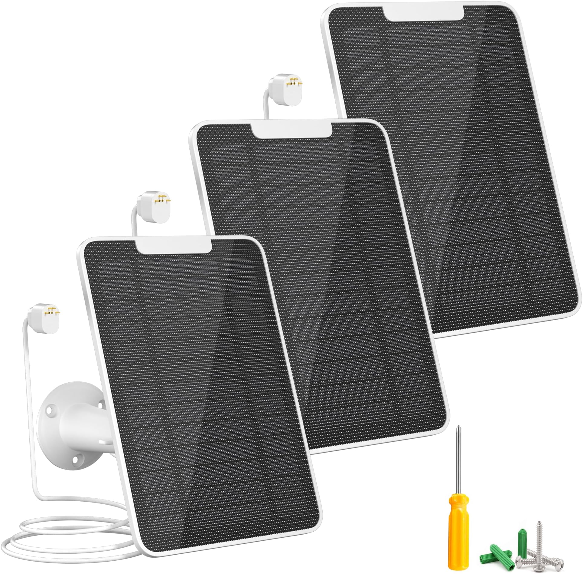 5W Solar Panel Charger Compatible with Google Nest Camera Outdoor & Indoor (Battery Version), Solar Power for Google Nest Cam, IP65 Weatherproof, w/Secure Wall Mount & Screwdriver, 13ft Cable (3 Pack)