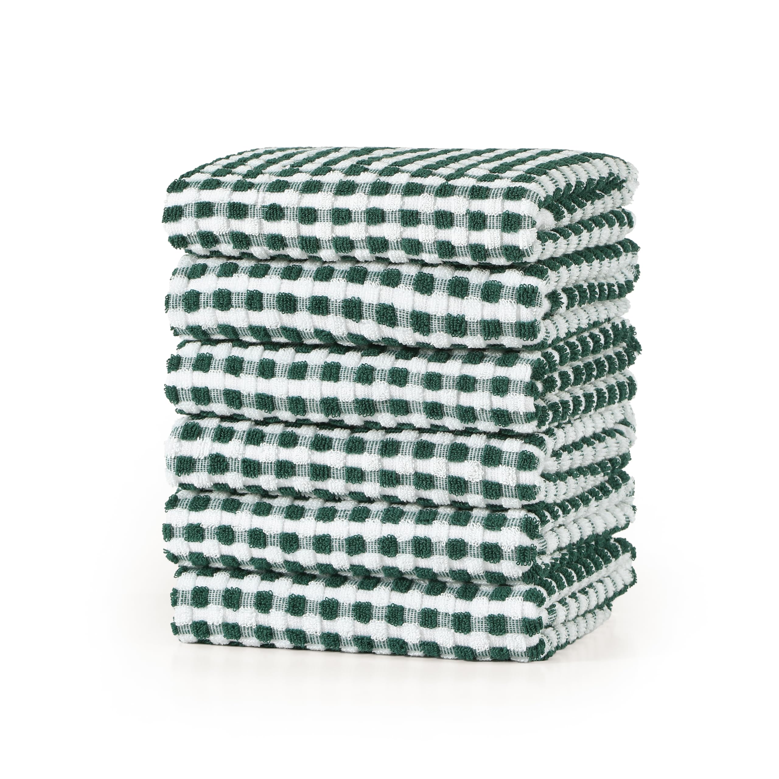 Paños de cocina súper absorbentes SALAS con lazo para colgar, toallas de rizo verde en pack de 6