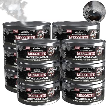 Grilling Smoke - Reusable Flavorwood BBQ Grill Smoke in a Can 12 Can Value Pack - Mesquite - Easily Infuse Natural Wood Flavor