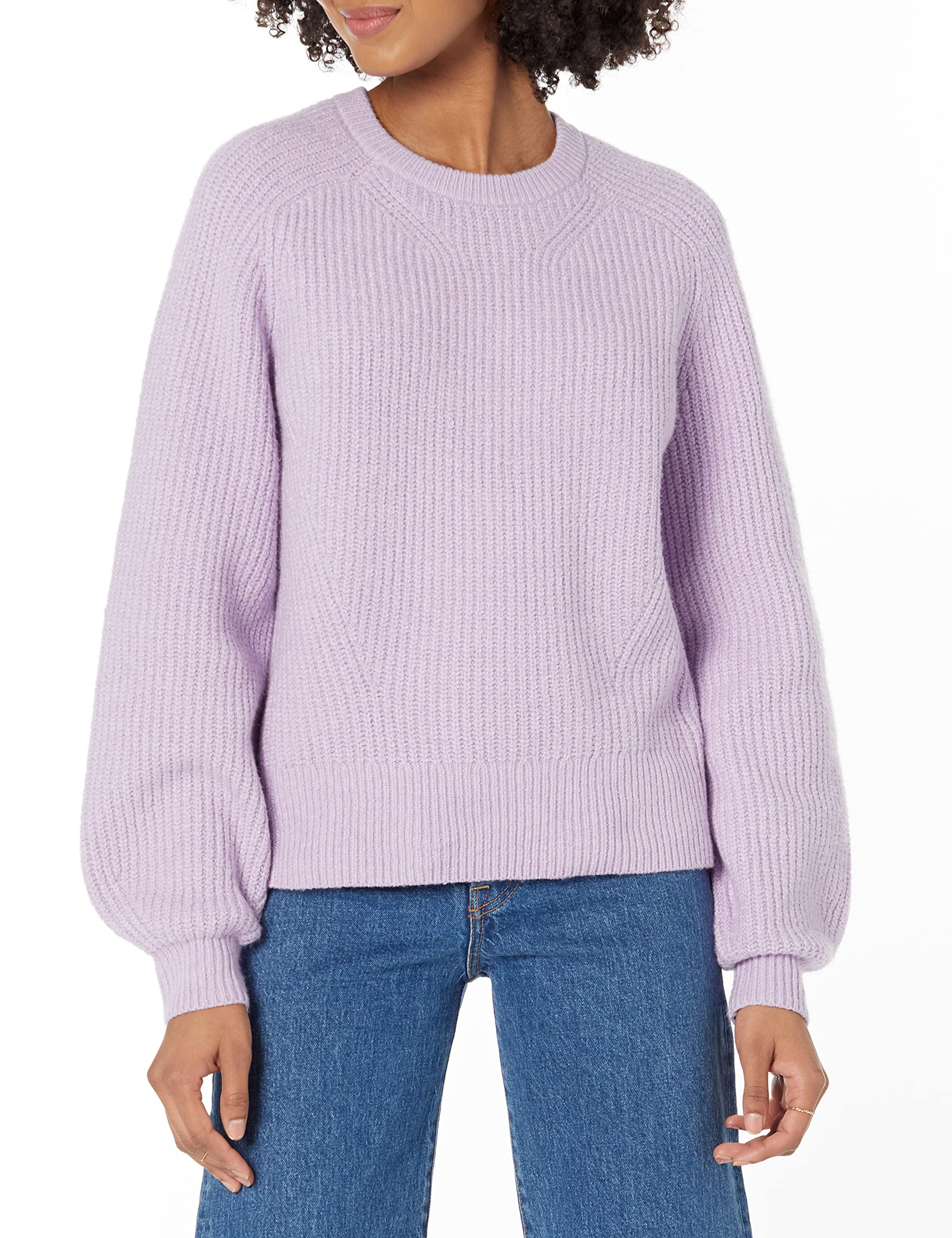 Amazon Essentials Women's Crew Neck Rib Sweater, Pastel Lilac, XS