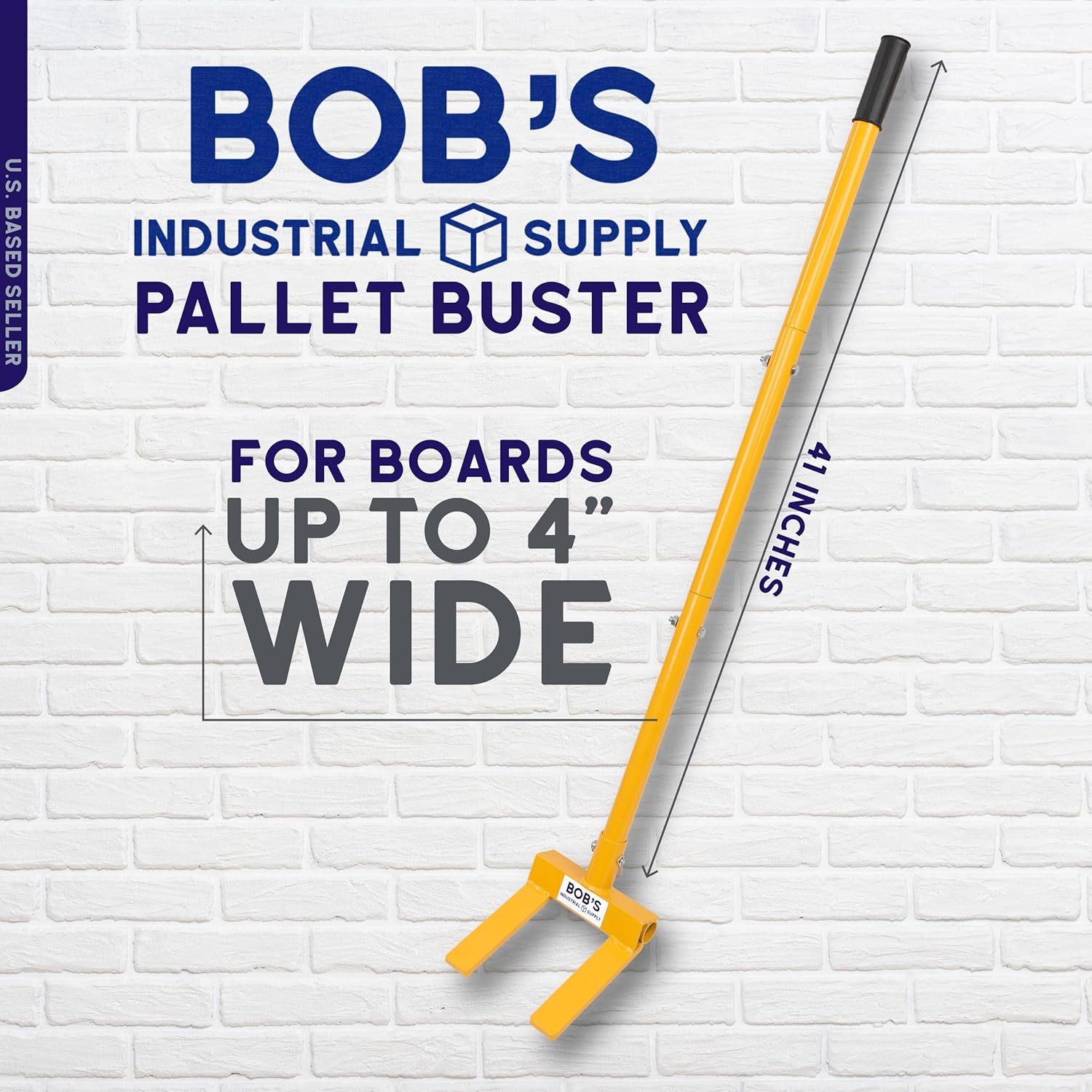 BISupply Pallet Buster Tool with Handle 3 Section 41in - Deck Wrecker Dismantler Wood Pallet Tool Breaker Pry Bar Puller
