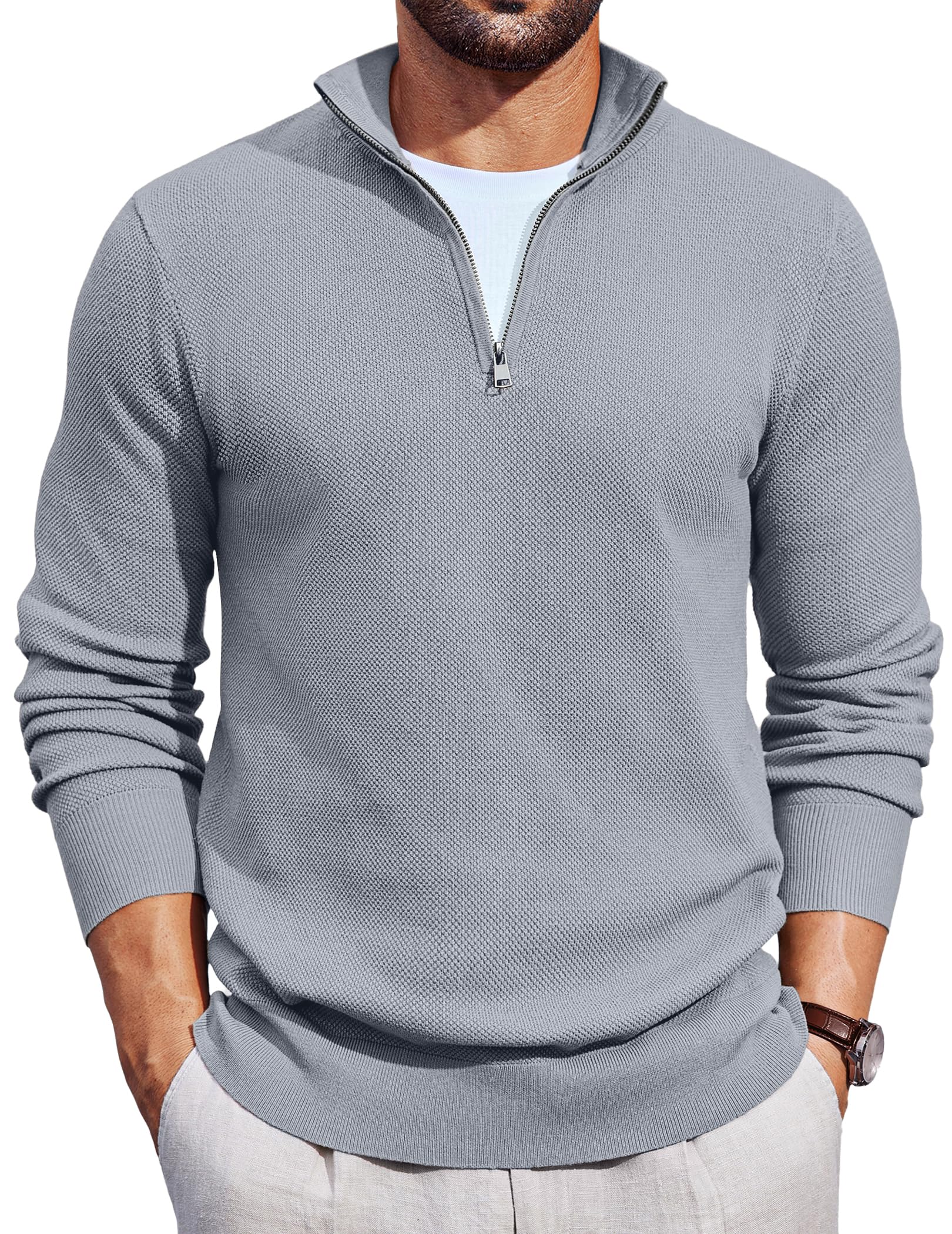 COOFANDY Heren trui coltrui casual gedraaide gebreide pullover truien casual basic tops geribbelde gebreide pullover, Kaki, XXL COOFANDY Heren trui coltrui casual gedraaide gebreide pullover truien casual basic tops geribbelde gebreide pullover, Kaki, XXL