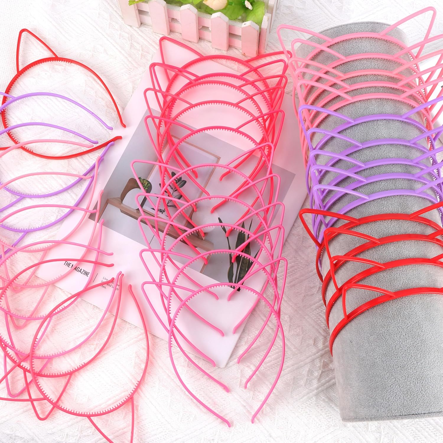 COCIDE 36Pcs Cat Ears Headbands Plastic Taylor Party Decorations Kitty Headbands Gabby Party Favors Birthday Supplies for Women Hair Accessories Hair Hoops Costume - Image 3