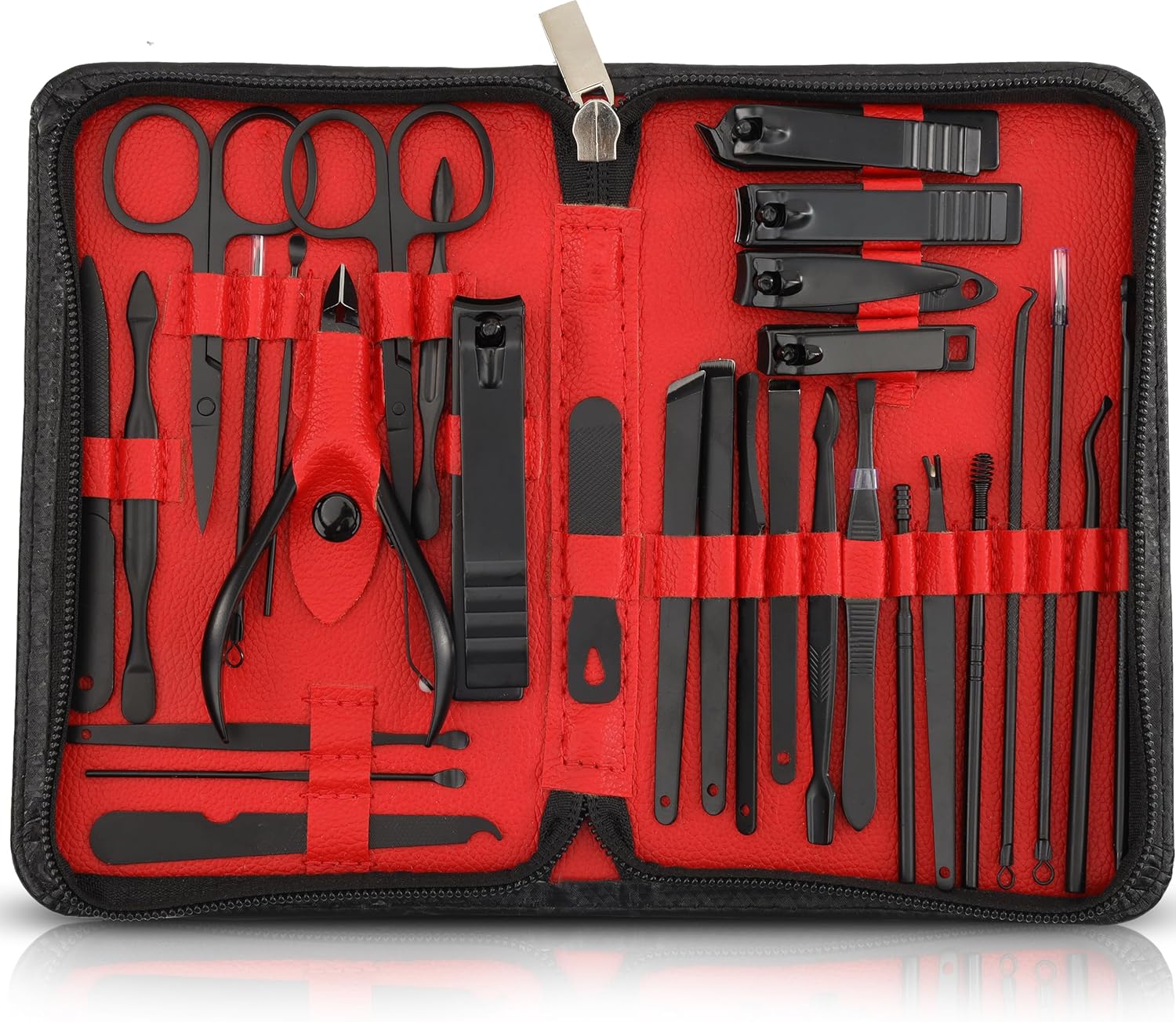 Utopia Care, Manicure Kit for Women and Men, Manicure Set with Nail Clippers or Nail Kit Includes Fingernail & Toenail Clippers, 31Pcs Pedicure Kit Stocking Stuffers with Travel Case, Red