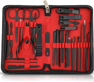 Utopia Care, Manicure Kit for Women and Men, Manicure Set with Nail Clippers or Nail Kit Includes Fingernail & Toenail Clippers, 31Pcs Pedicure Kit Stocking Stuffers with Travel Case, Red