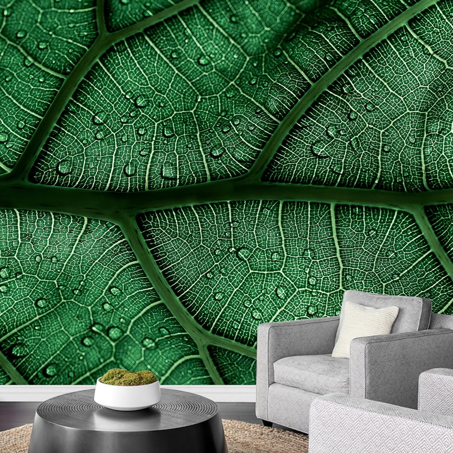 wall26 Removable Wall Sticker/Wall Mural Vibrant Neon Fan Palm Jungle Leaf Nature Wilderness Photography Realism Rustic Landscape Decorative Global Zen for Living Room, Bedroom, Office - 100"x144"