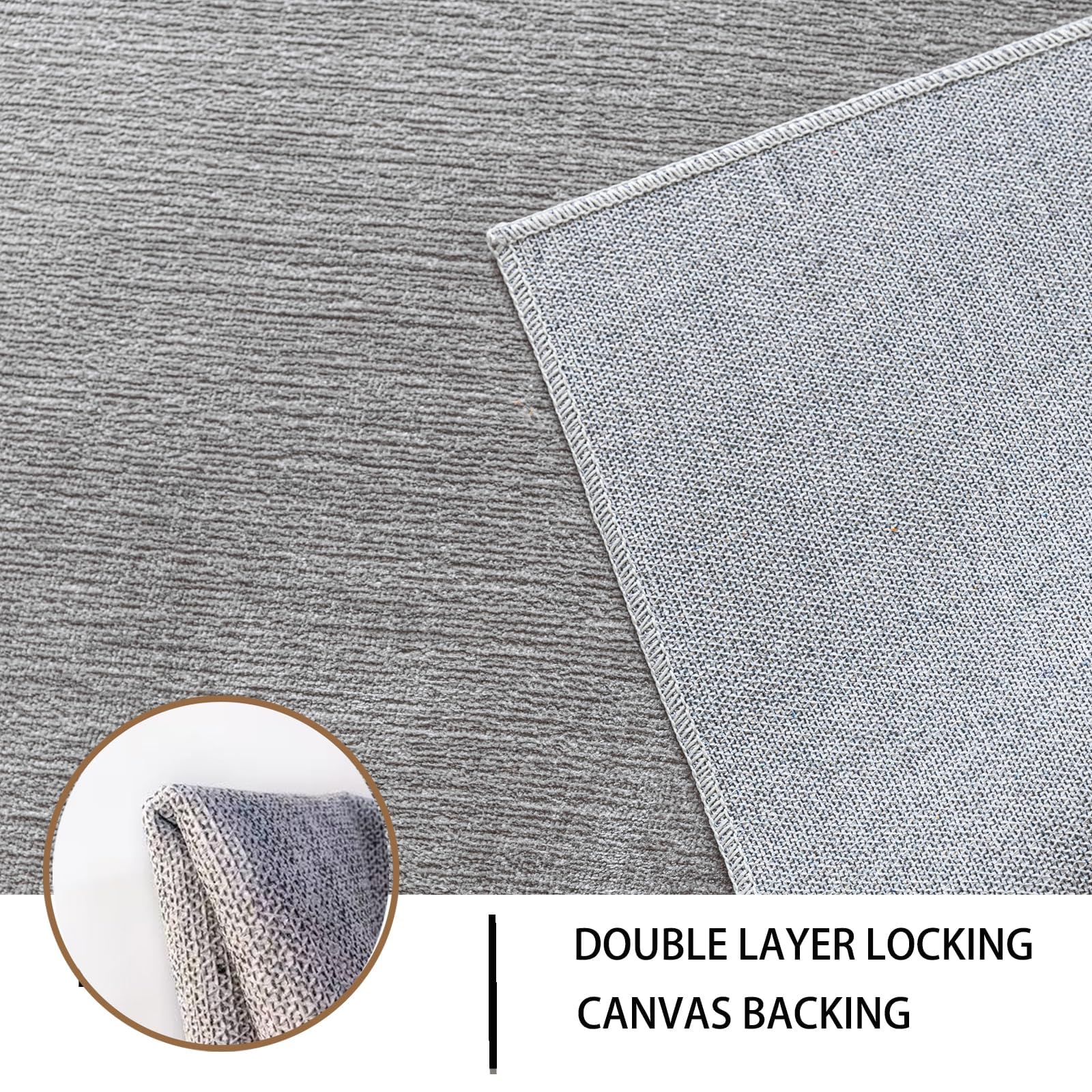 Ceneco Grey Rugs Living Room, Short Pile Rugs for Bedroom Washable Thin Rug, Non Slip Small Mat - Image 3